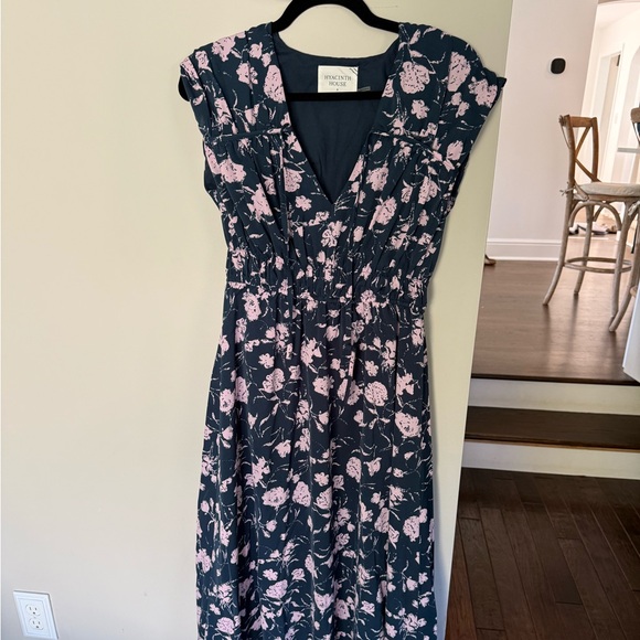 Tuckernuck Hyacinth House Navy & Blush Abstract Floral Amanda Midi Dress NWOT - Picture 4 of 6